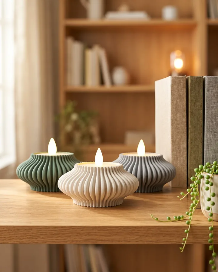 Conjunto de 3 porta-velas — imagem ilustrativa