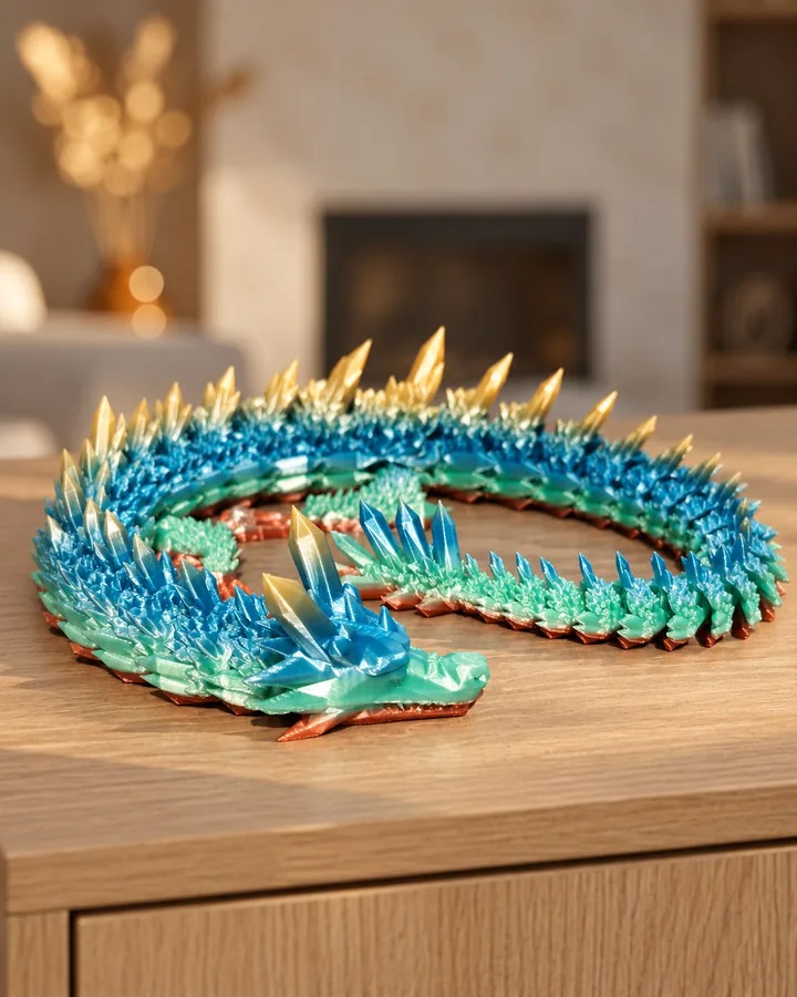 Dragão de cristal articulado — imagem ilustrativa
