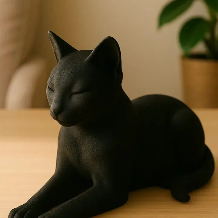 Gato preto deitado
