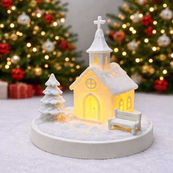 Igreja de gengibre com luz