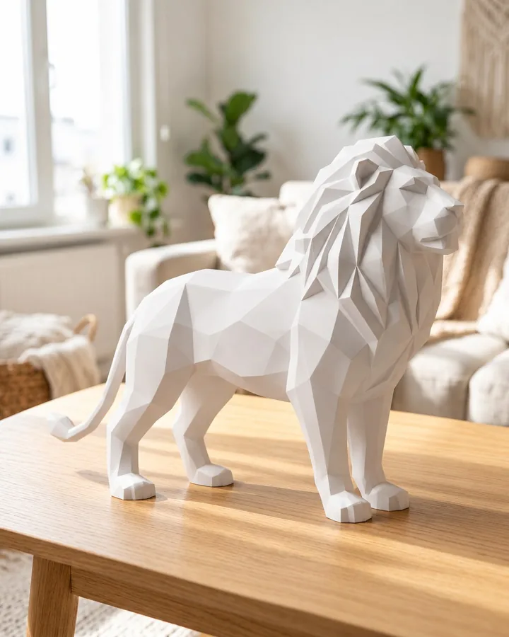 Leão guardião low poly — imagem ilustrativa
